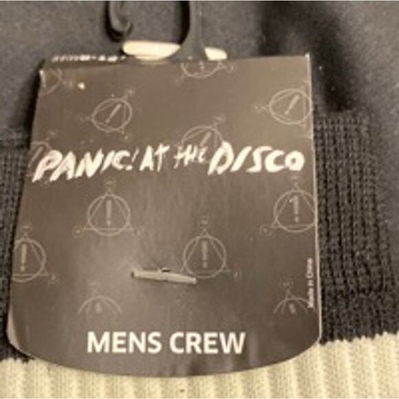 Panic! At The Disco Logo Crew Socks Black White Bioworld Men’s 10–13 - Picture 4 of 6